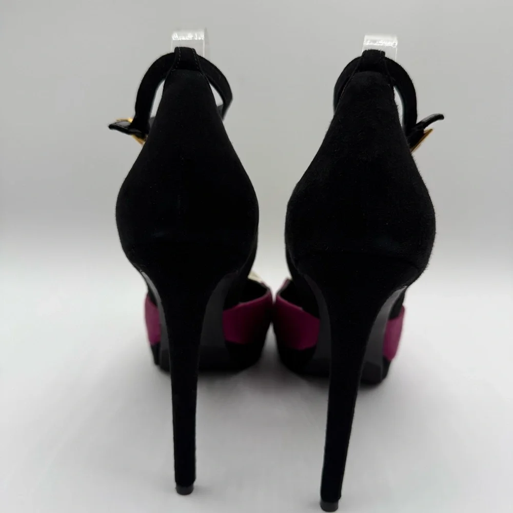 Gianni Marra Bold Color-block With Ankle Strap Stiletto Pointy Toe Platform - Picture 9 of 17
